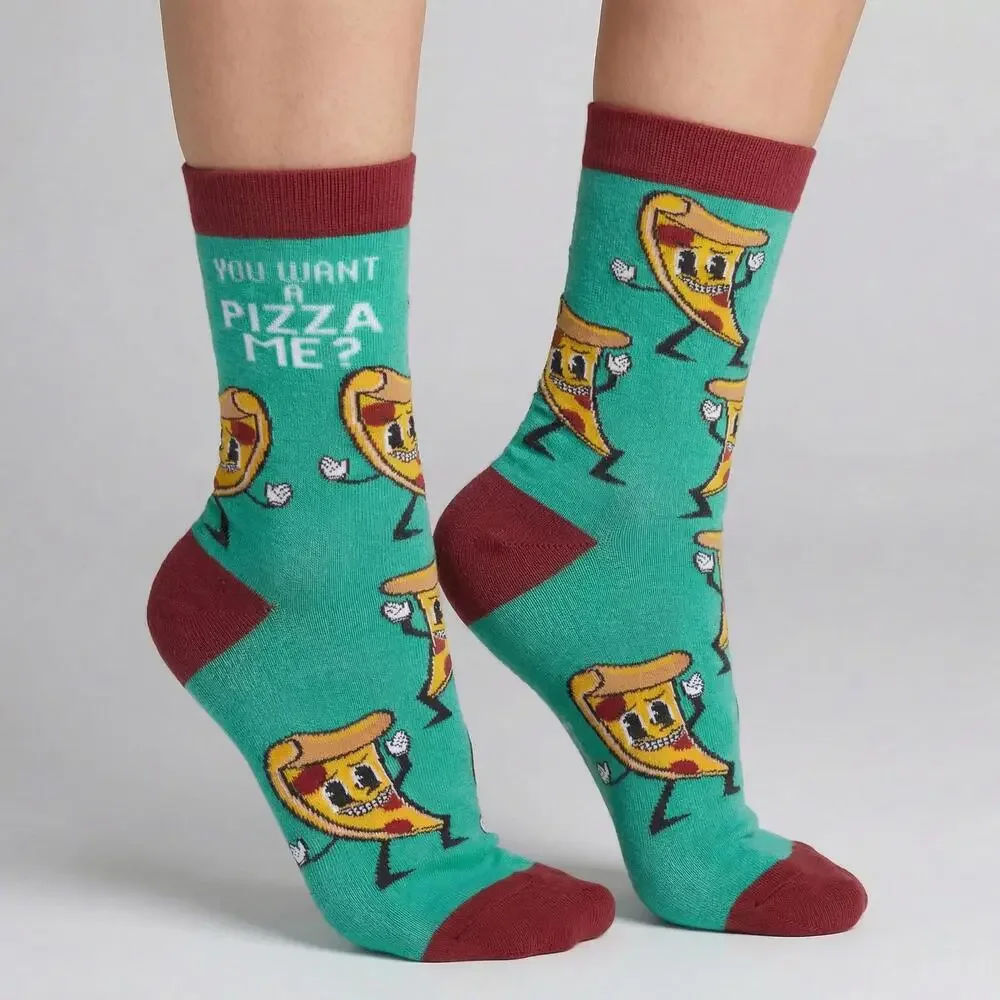 You Want A Pizza Me? Socks | Retro Food Pun Novelty Socks | Gift for Pizza Love